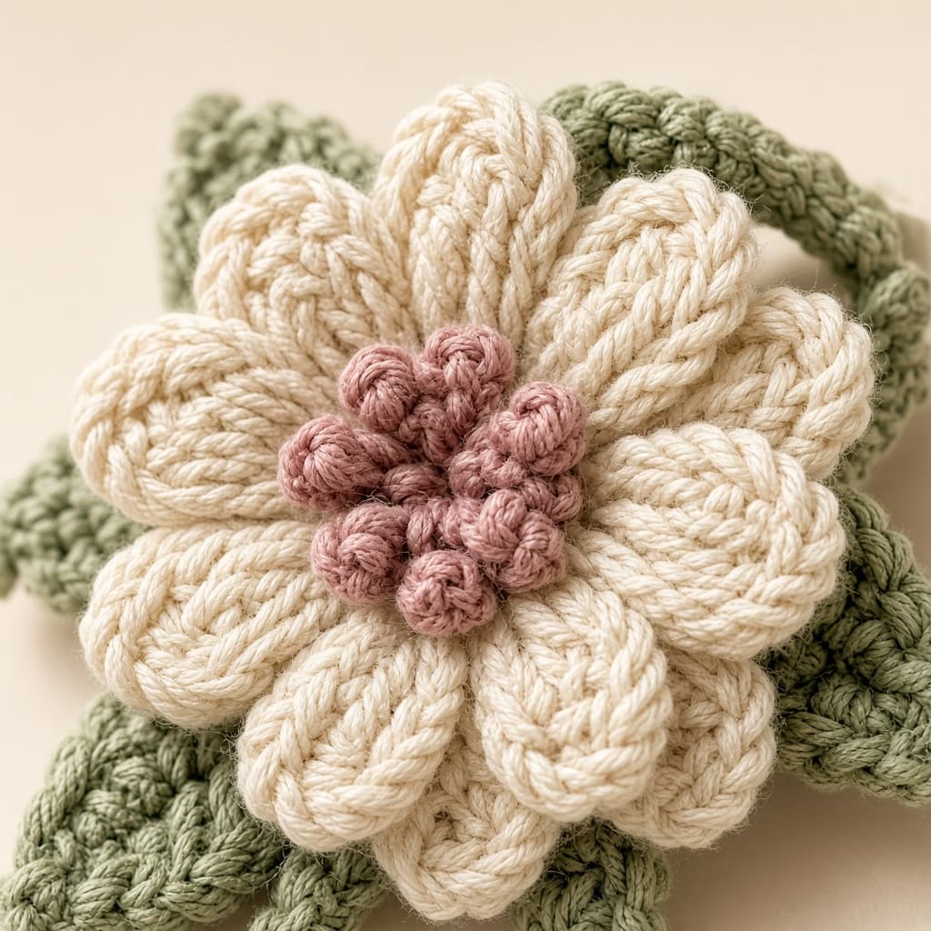 Crochet gajra petal detail — studio close-up