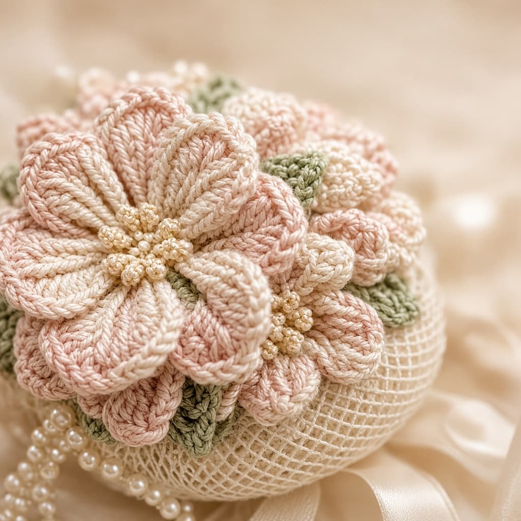 Ivory crochet gajra petal detail