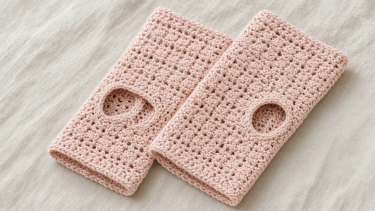 Fingerless gloves stitch and thumb detail — matching studio shot