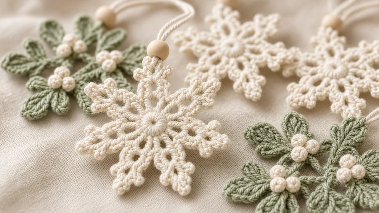 Snowflake ornament detail — matching studio shot