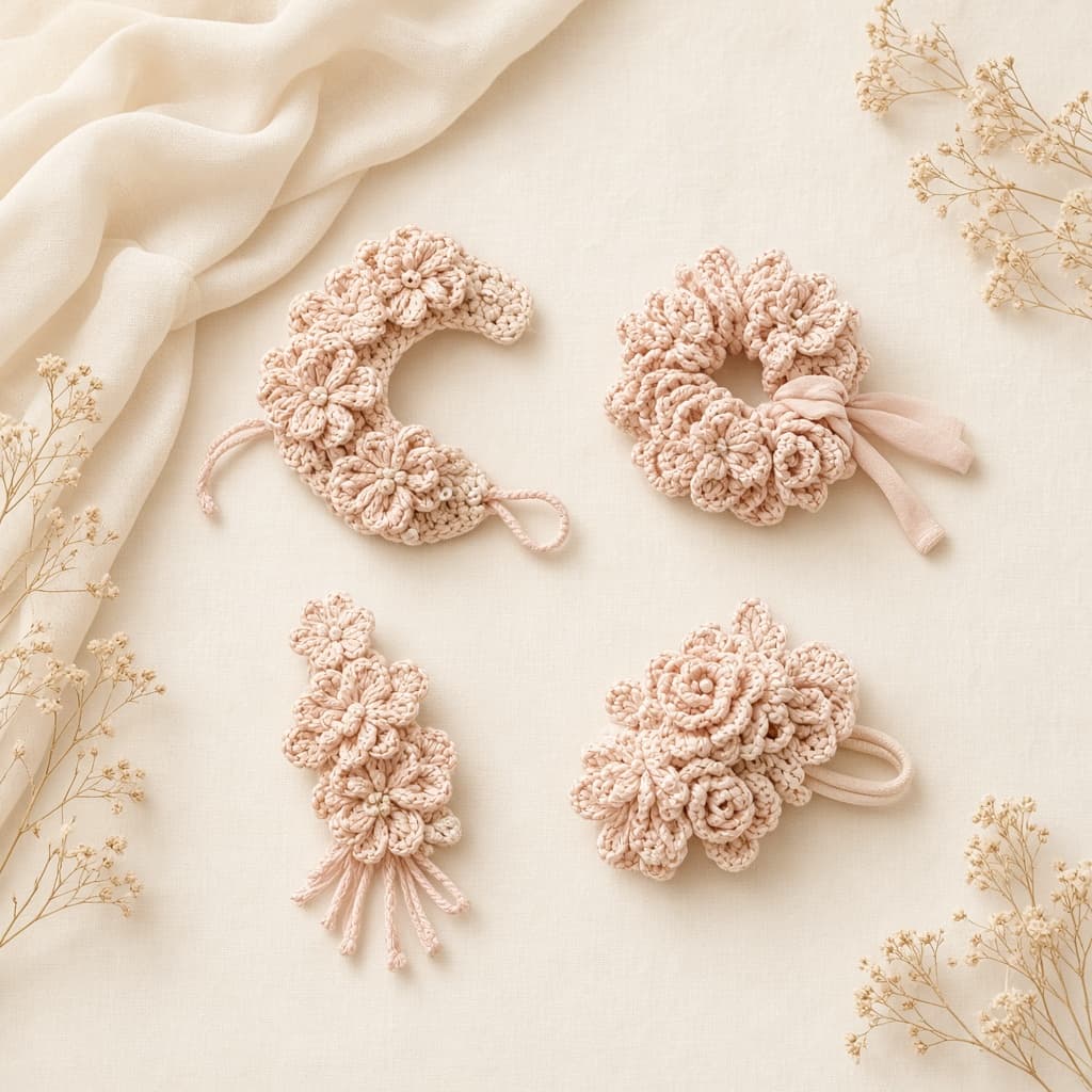 Bridesmaid pack of four matching gajras and clips