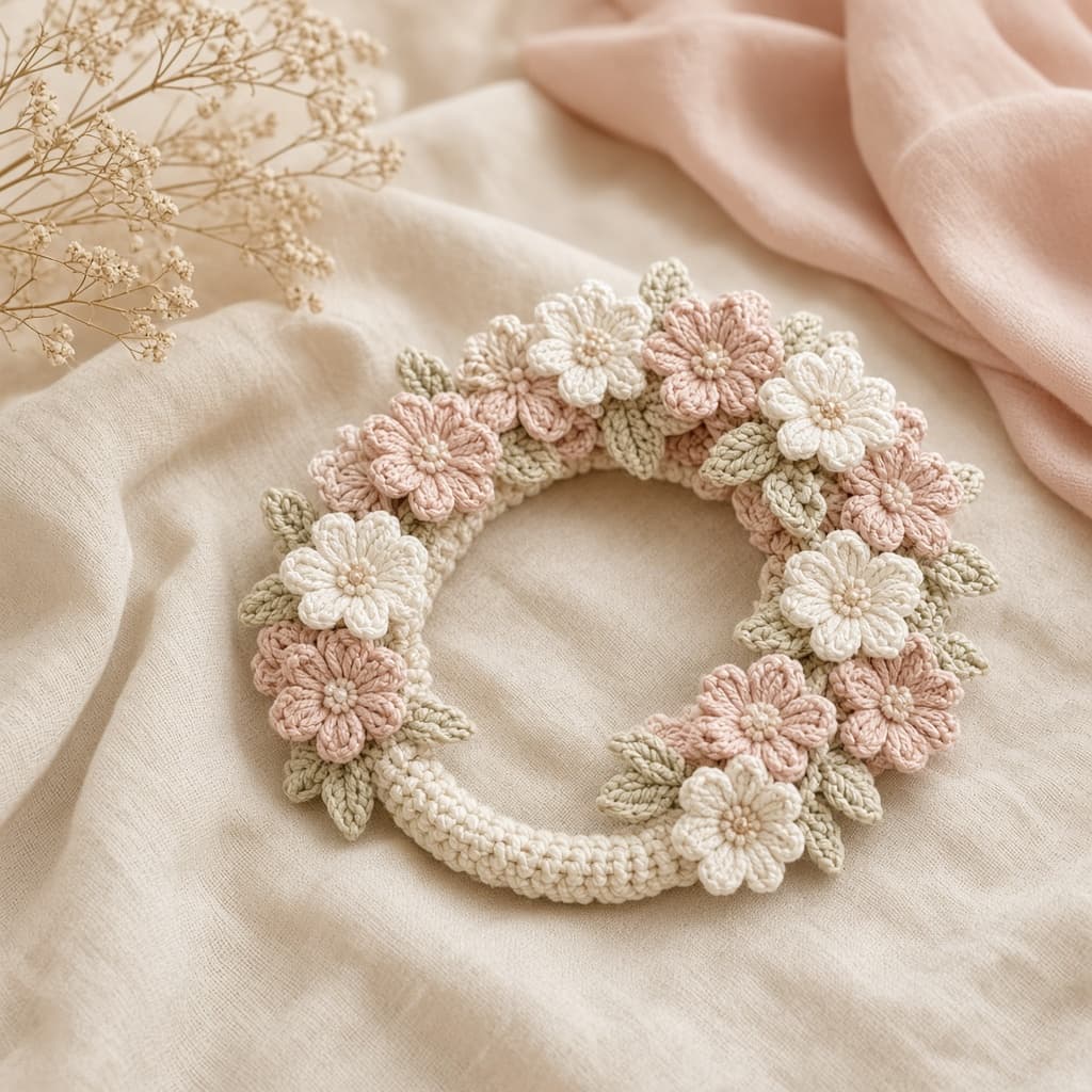 Ivory and blush crochet gajra for walima