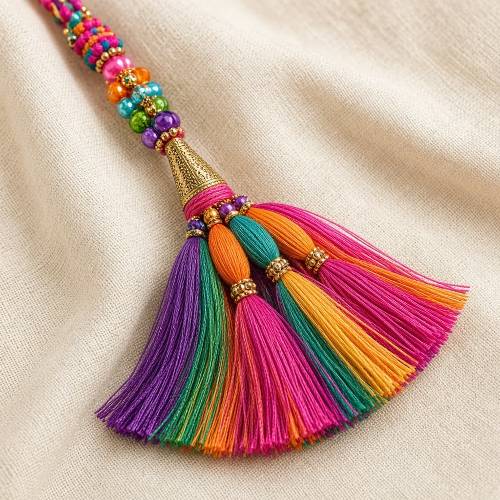 Colourful handmade paranda for mehndi braids
