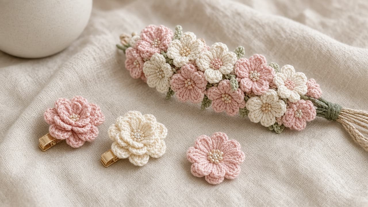 Handmade crochet flower hair clips and gajras — ZAYUNE