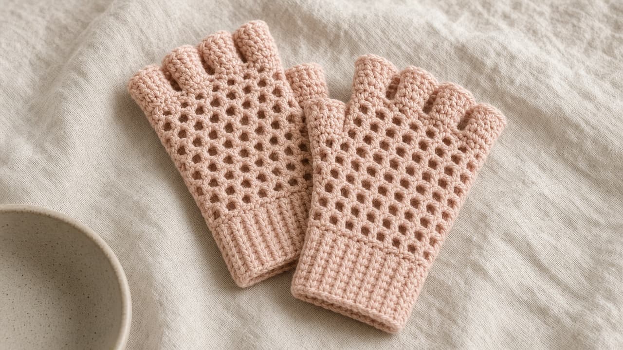 Handmade crochet fingerless gloves and hand warmers